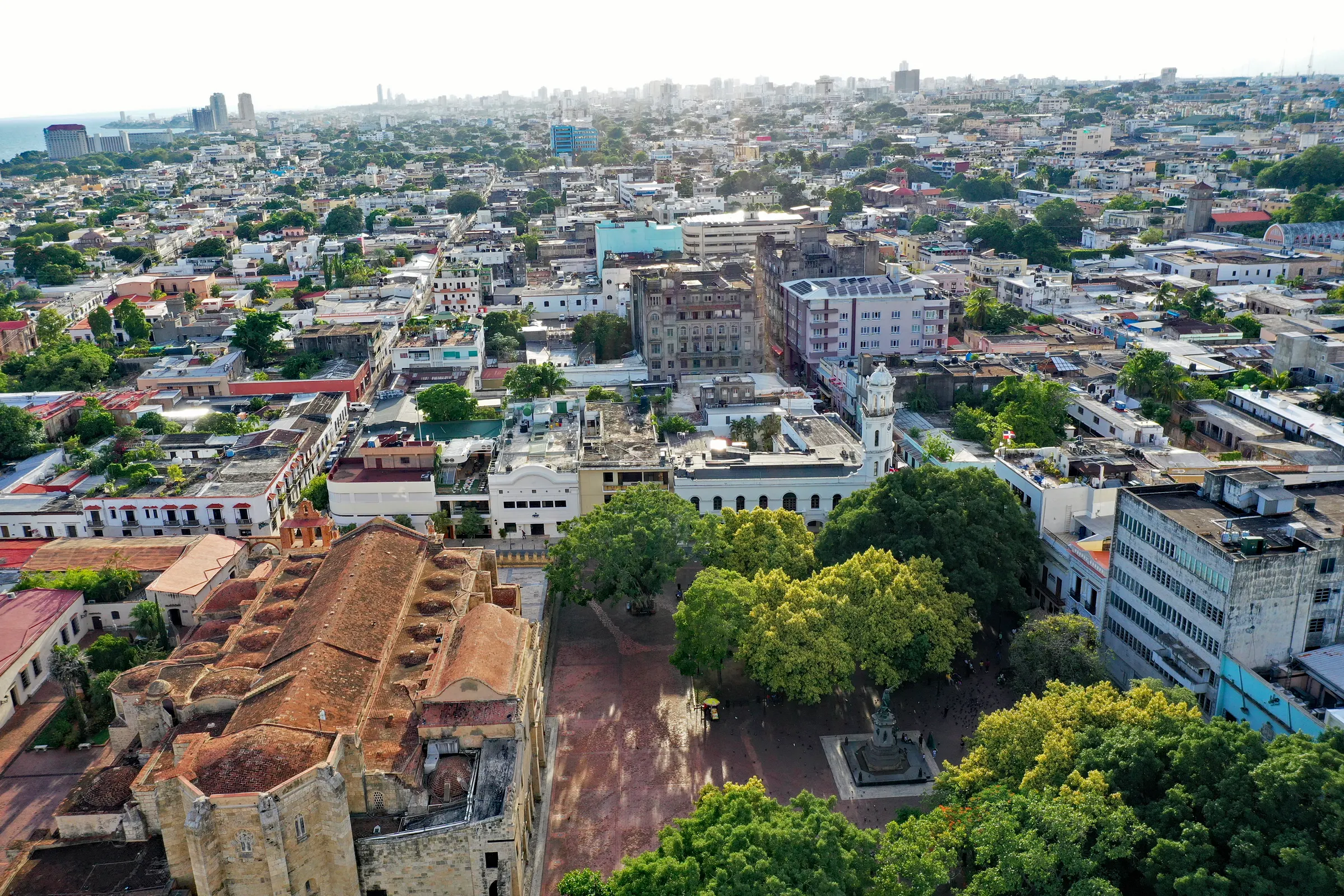 Aerial view over the Ciudad Colonial and Santo Domingo
